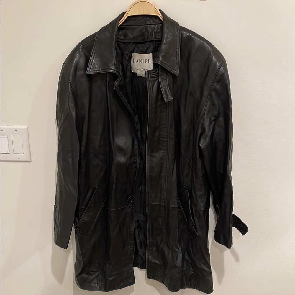 DANIER COUTURE Men's Heavyweight Leather Jacket Size S in Black
